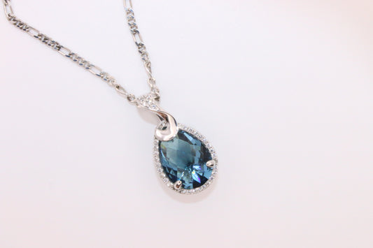Celestial Tide London Blue Topaz Teardrop Pendant