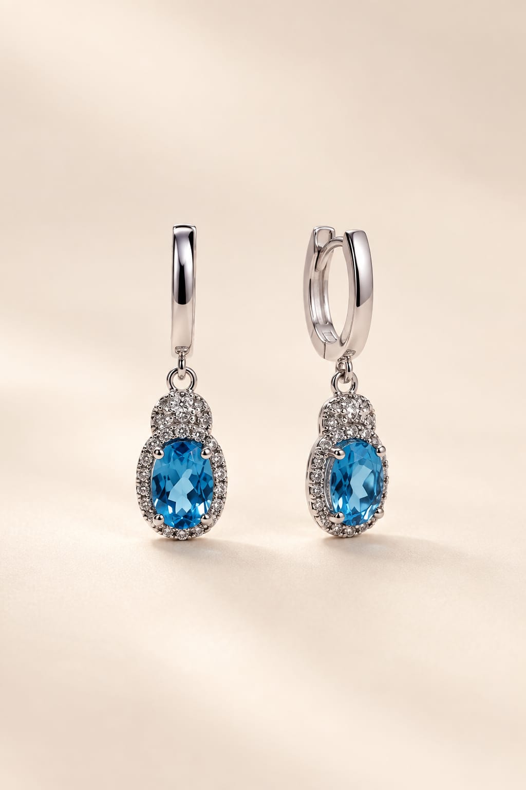Azure Halo Swiss Blue Topaz Earring