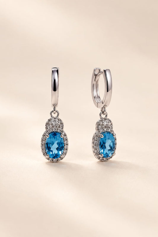 Azure Halo Swiss Blue Topaz Earring