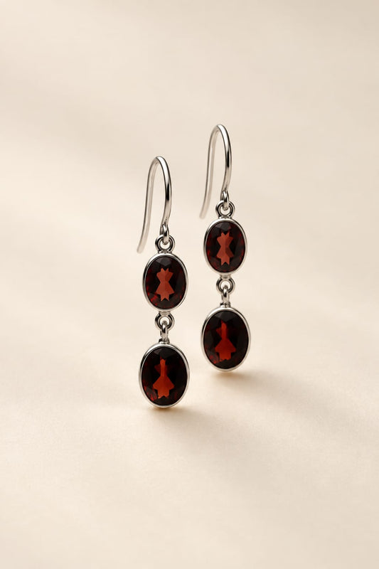 Ember Duet Garnet Drop Earrings